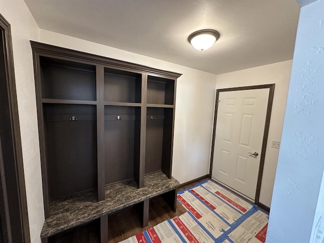 mudroom featuring wood-type flooring