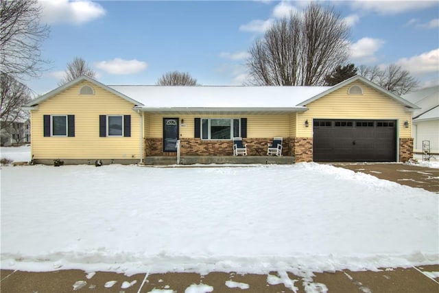 single story home with a garage