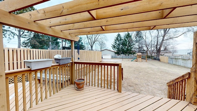 2930 Youngdale Ave, La Crosse, WI 54603 - wooden deck with a playground