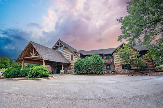 view of log home