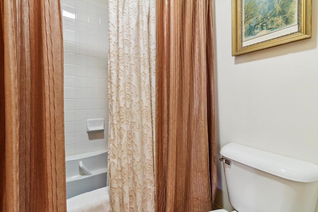 126 E Washington St, Stoughton, WI 53589 - bathroom with shower / tub combo with curtain and toilet