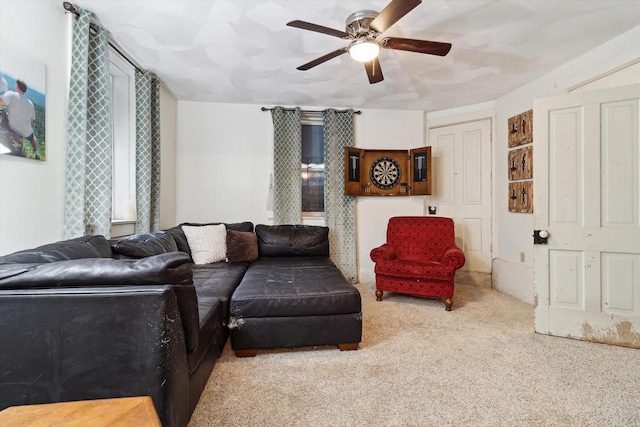 126 E Washington St, Stoughton, WI 53589 - living area featuring carpet and a ceiling fan