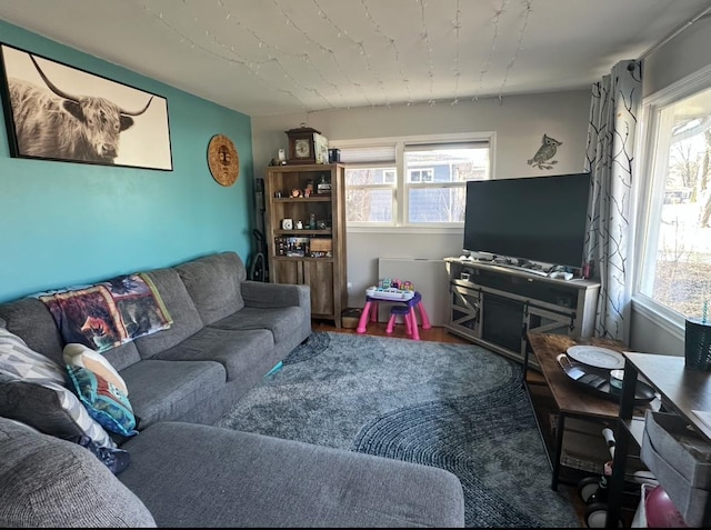 living room featuring a wealth of natural light