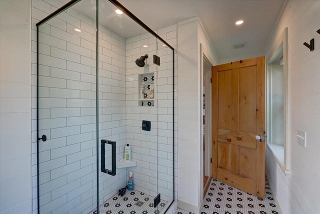 bathroom featuring walk in shower