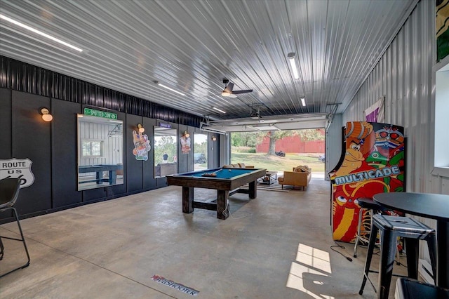 rec room with concrete flooring and billiards