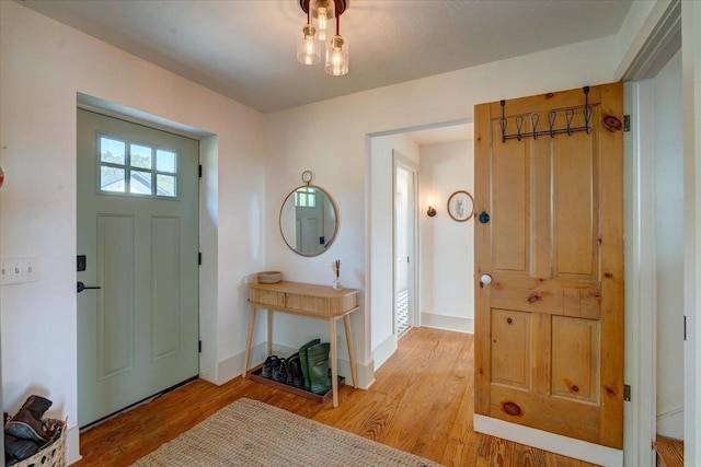 entrance foyer featuring light wood-type flooring