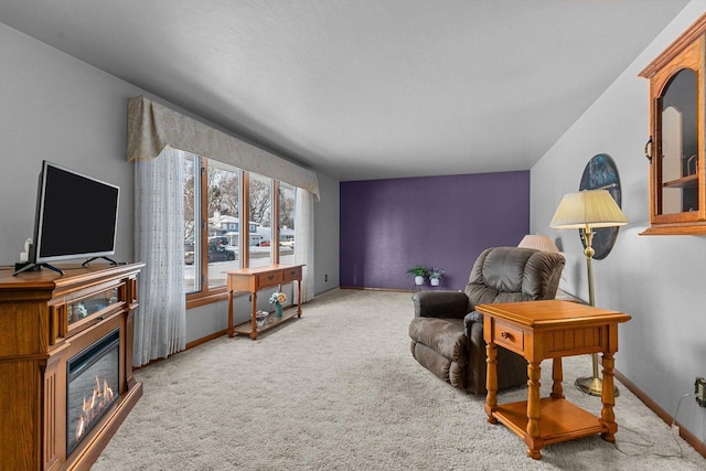 living area with carpet floors