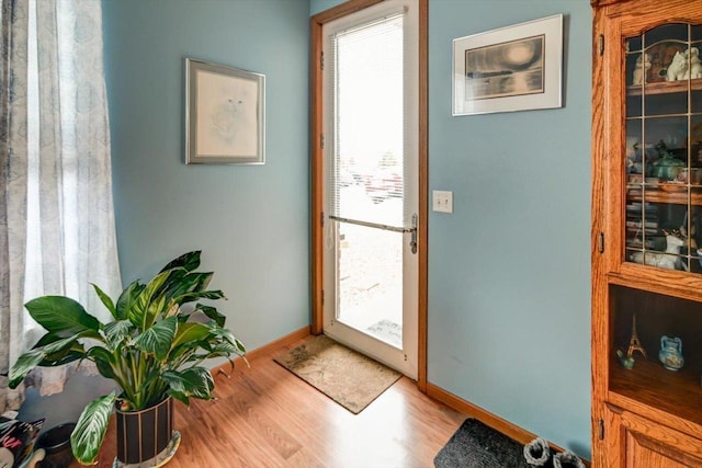 entryway with light hardwood / wood-style flooring