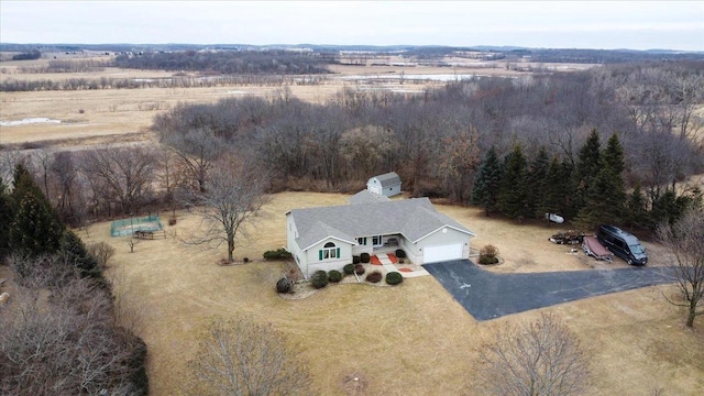 drone / aerial view featuring a rural view