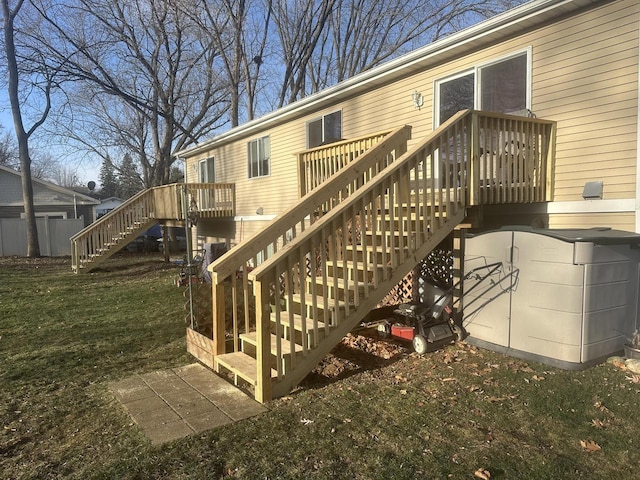 exterior space featuring a yard and a deck