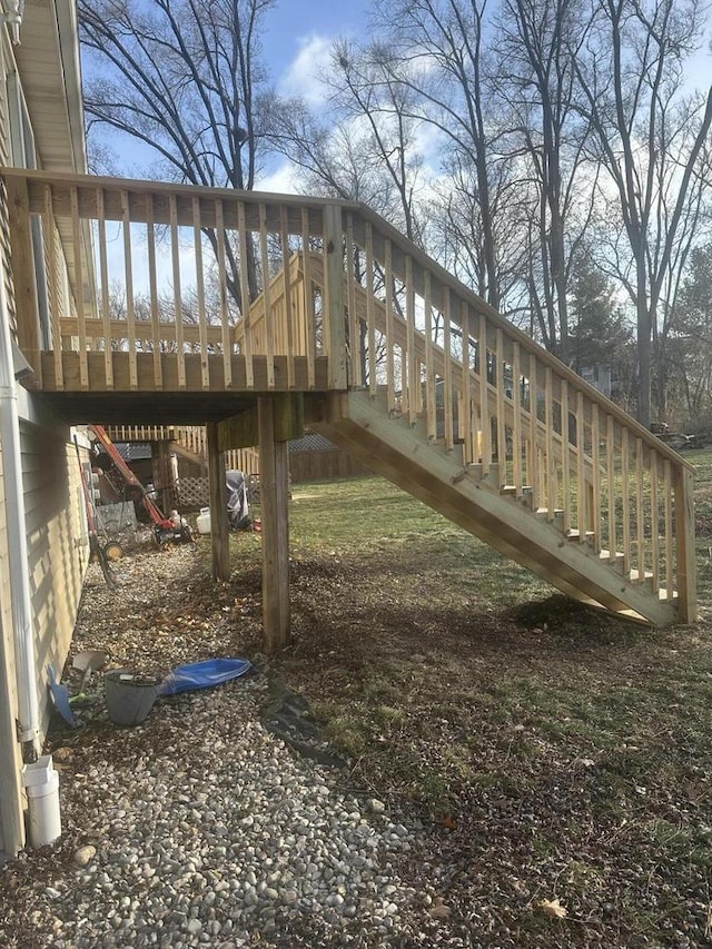 view of play area with a deck