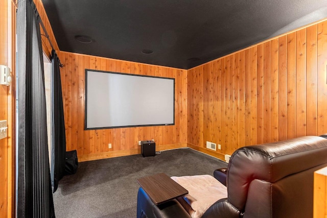 2532 Huntington Way, Suamico, WI 54173 - carpeted home theater room with wood walls, baseboards, and visible vents
