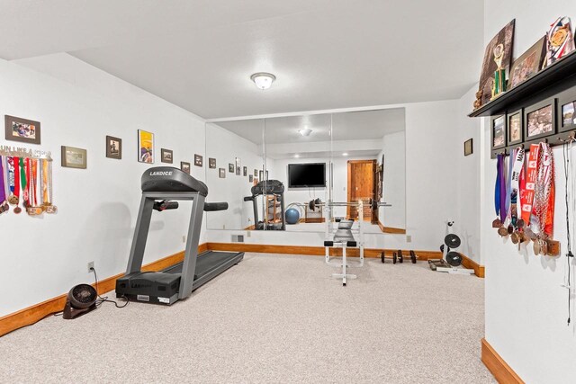 2532 Huntington Way, Suamico, WI 54173 - exercise room featuring carpet floors and baseboards
