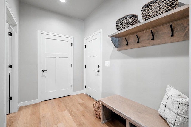 mudroom with light wood-type flooring