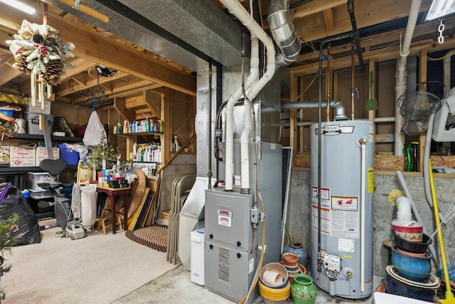 utility room with water heater