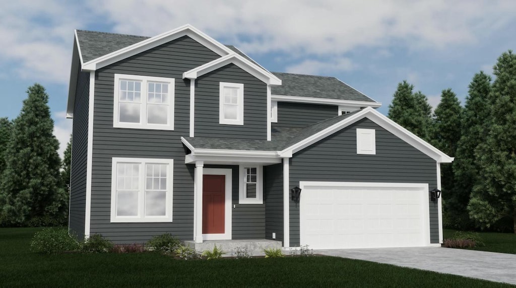 view of front of house with a garage