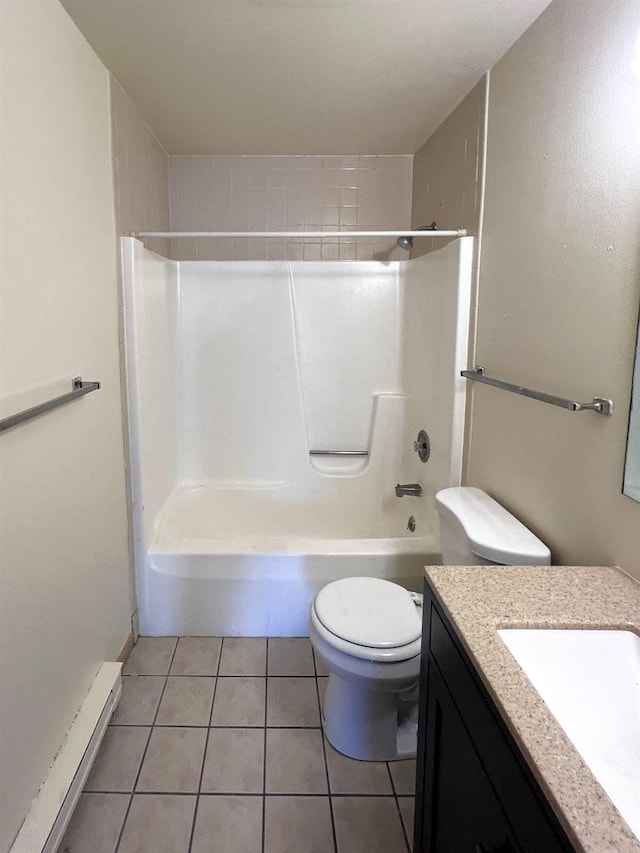 full bathroom with vanity, shower / bathing tub combination, tile patterned floors, and toilet