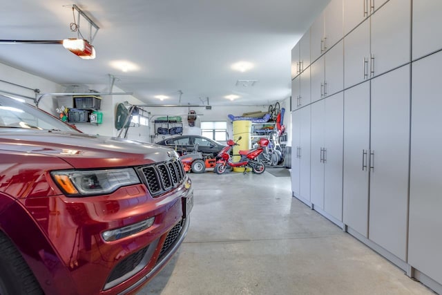 garage with a garage door opener