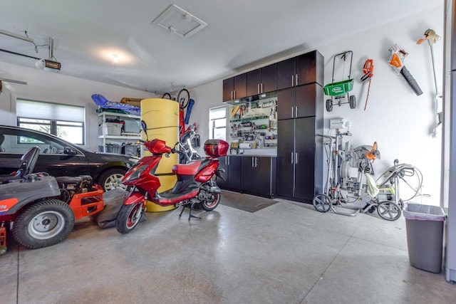 garage with a garage door opener