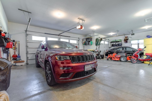 garage with a garage door opener