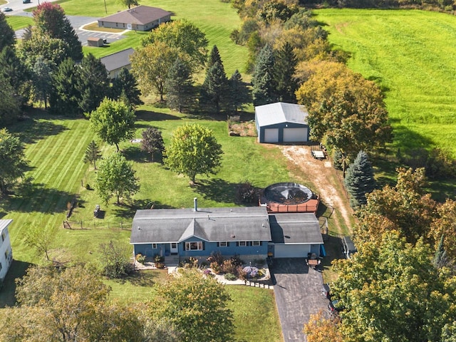 aerial view featuring a rural view