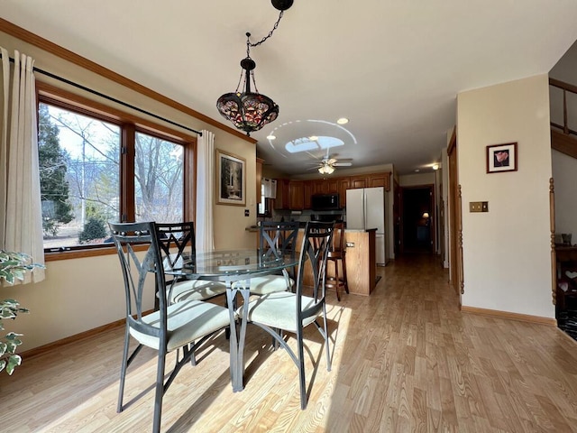 dining space featuring light hardwood / wood-style floors