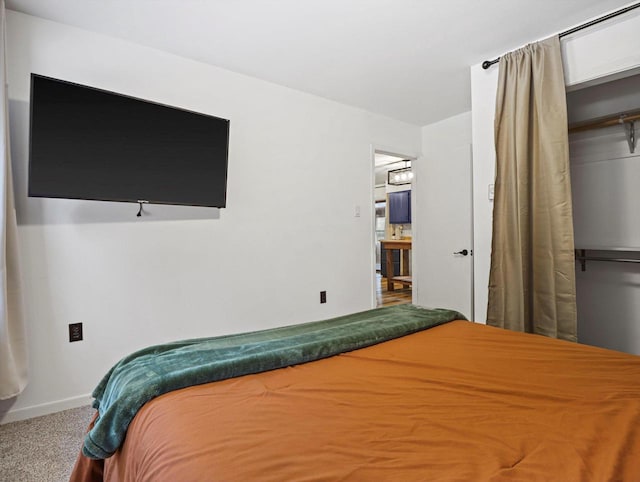 bedroom featuring carpet floors and a closet