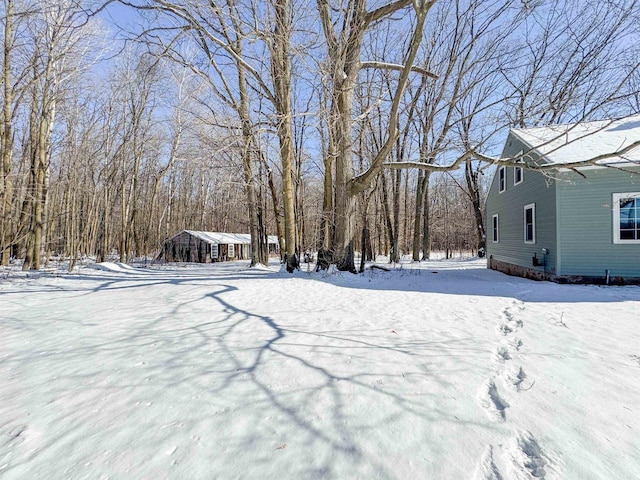 view of yard covered in snow