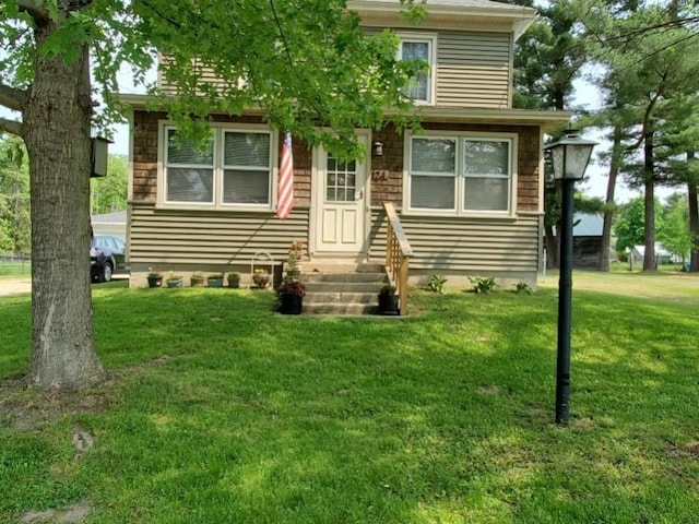 view of front of house featuring a front yard