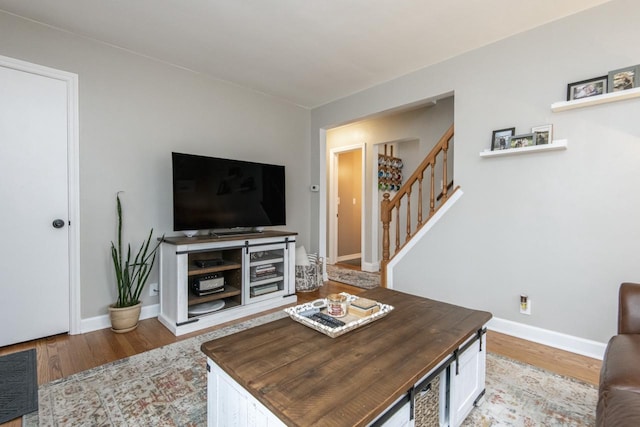 living room with light wood-type flooring