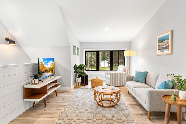 living room featuring light wood-type flooring