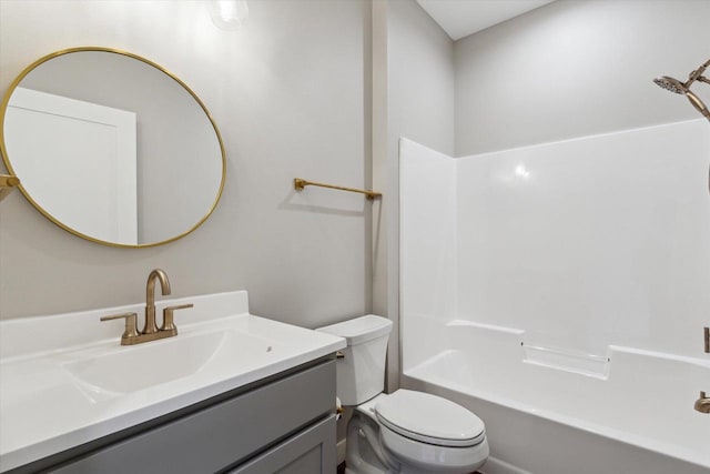 full bathroom featuring vanity, toilet, and shower / bath combination