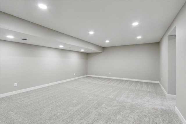 basement featuring carpet floors