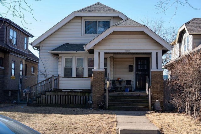 bungalow-style house featuring covered porch