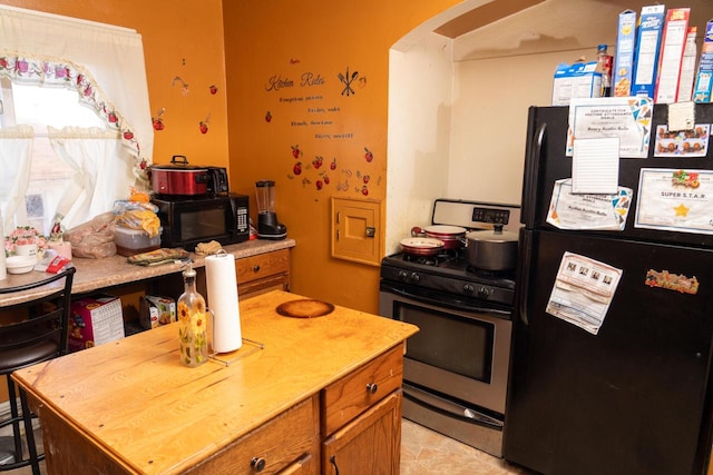 kitchen with black appliances