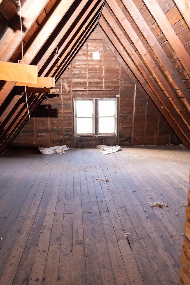 view of unfinished attic