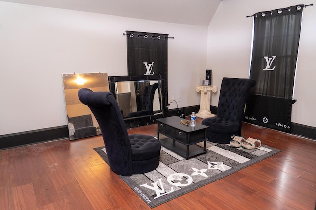 living area featuring hardwood / wood-style flooring