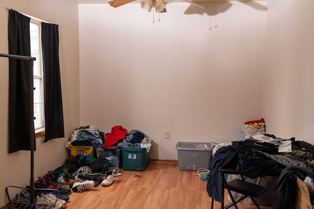 storage area with ceiling fan