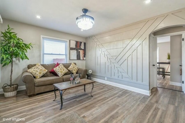 living room featuring hardwood / wood-style flooring