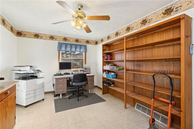 home office featuring ceiling fan