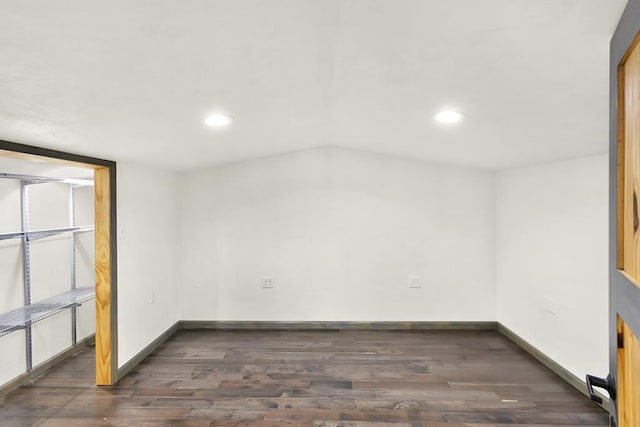 3067 N River Rd, Oconto, WI 54153 - unfurnished room with dark wood-style flooring, recessed lighting, and baseboards