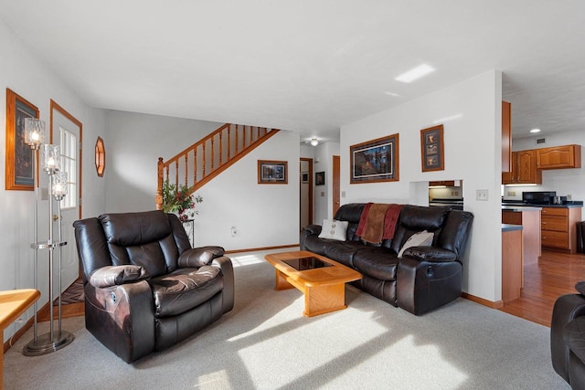 living room featuring light hardwood / wood-style flooring