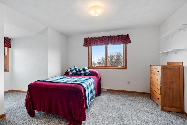 bedroom with light carpet