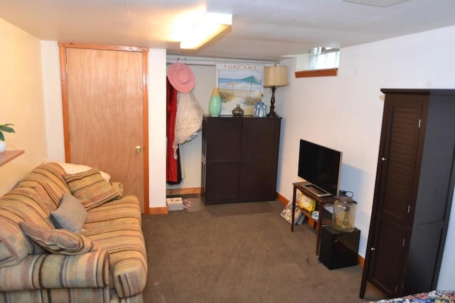 living room featuring carpet flooring