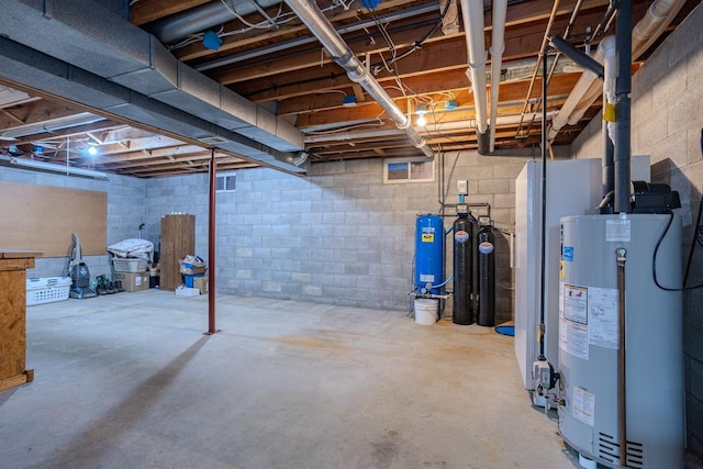 basement with gas water heater