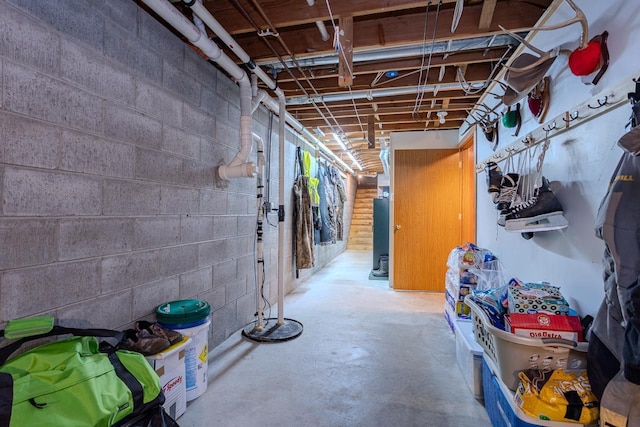 basement with water heater