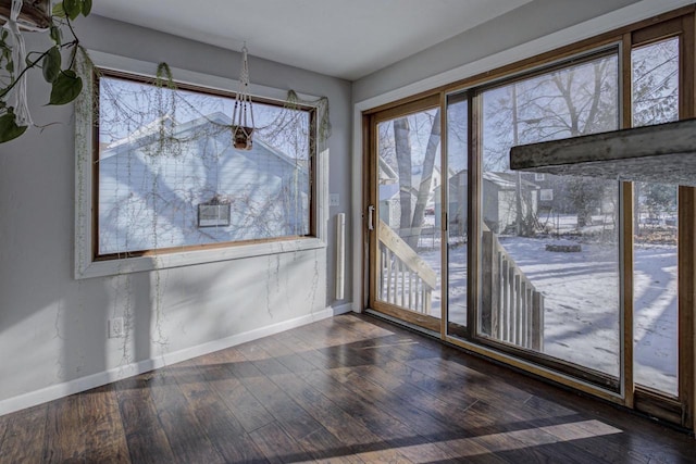 interior space with dark wood-type flooring