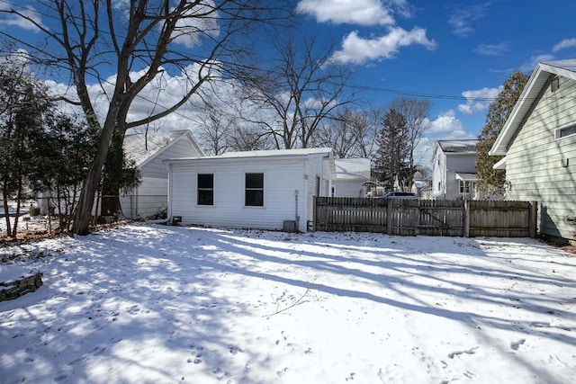 view of snow covered property