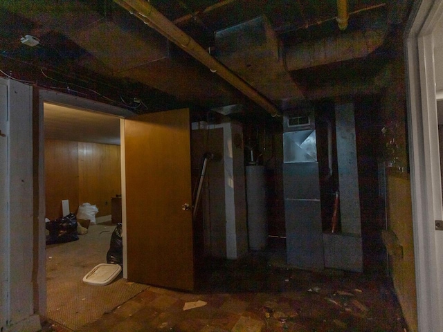 basement with gas water heater