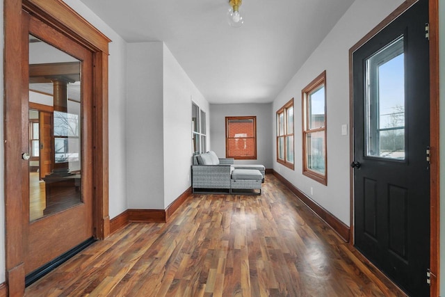 hallway featuring dark hardwood / wood-style floors